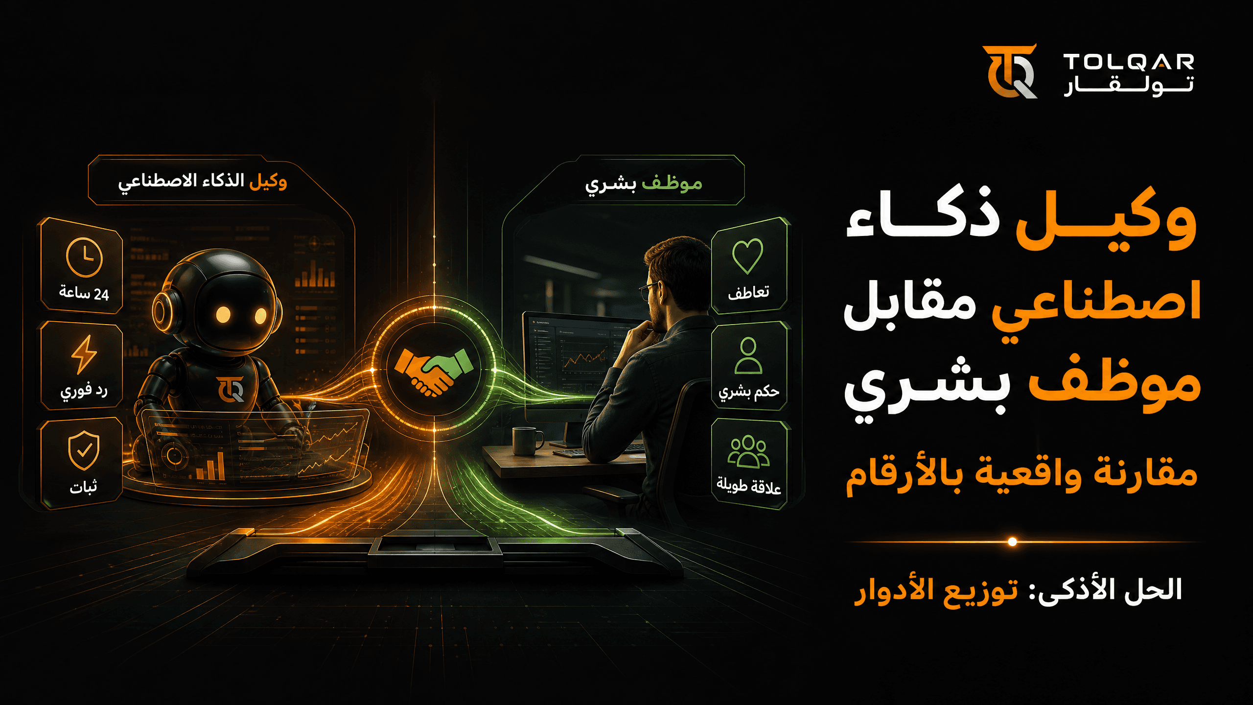 وكيل ذكاء اصطناعي مقابل موظف بشري: مقارنة واقعية بالأرقام